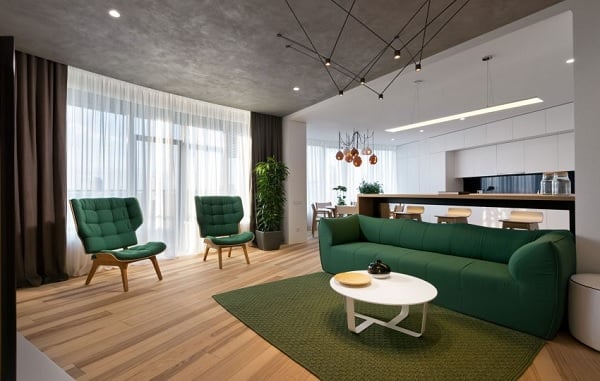 green minimalist apartment 0